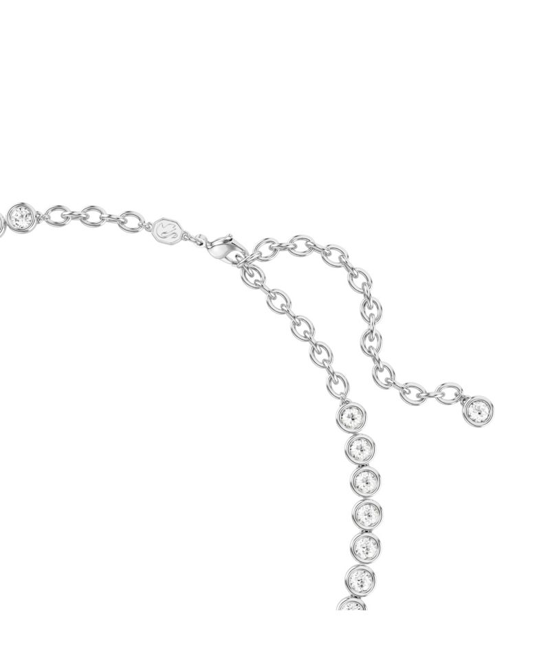 Round Cut, White, Rhodium Plated Imber Tennis Necklace