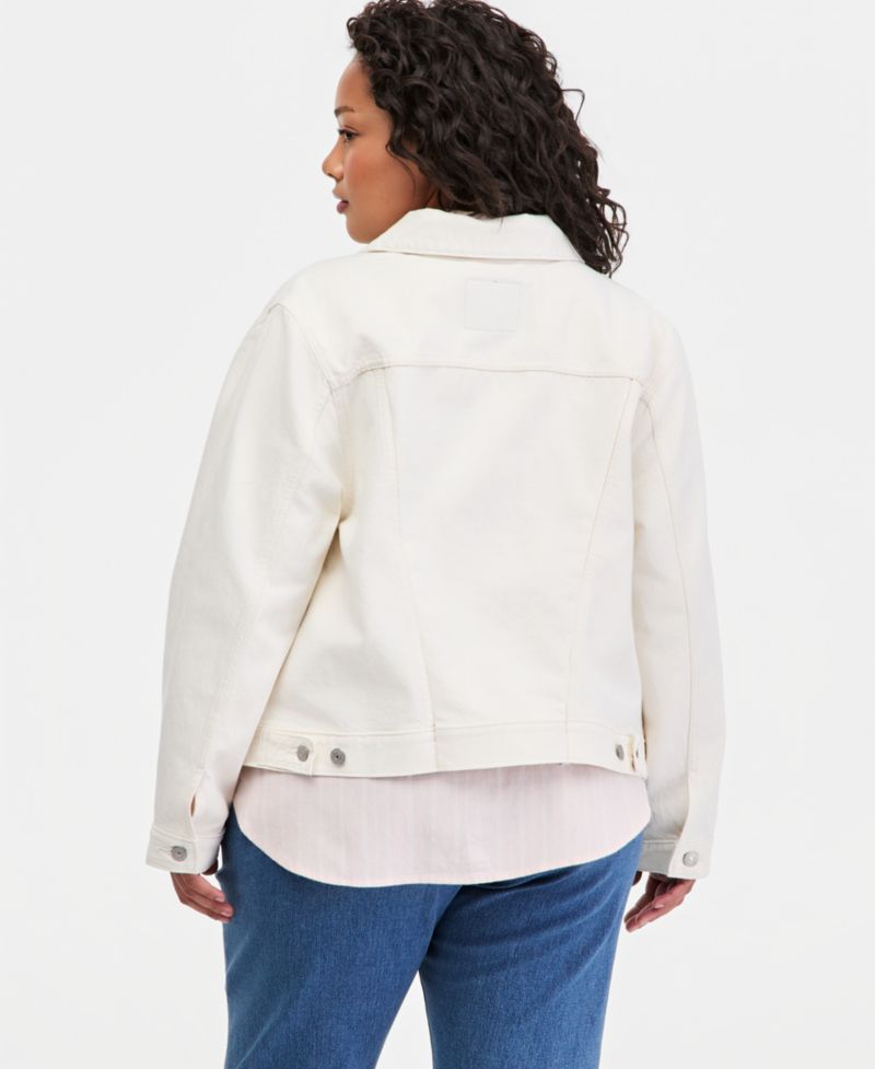 Plus Size Button-Down Original Denim Trucker Jacket