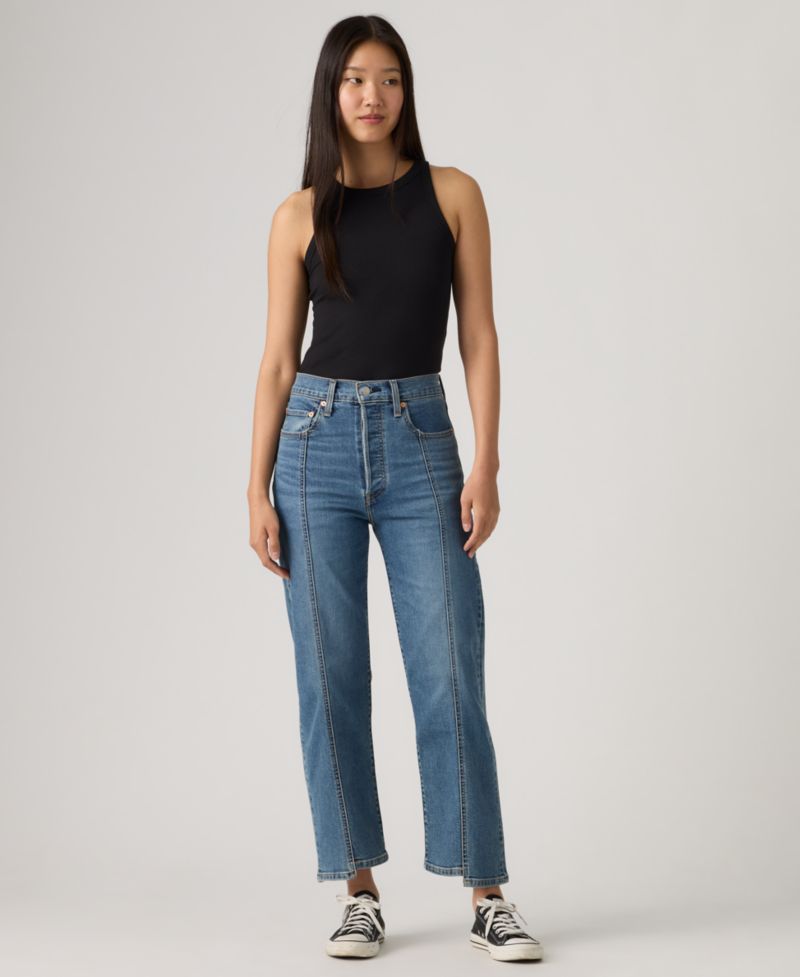 Women's Ribcage Seamed High-Rise Straight Ankle Jeans
