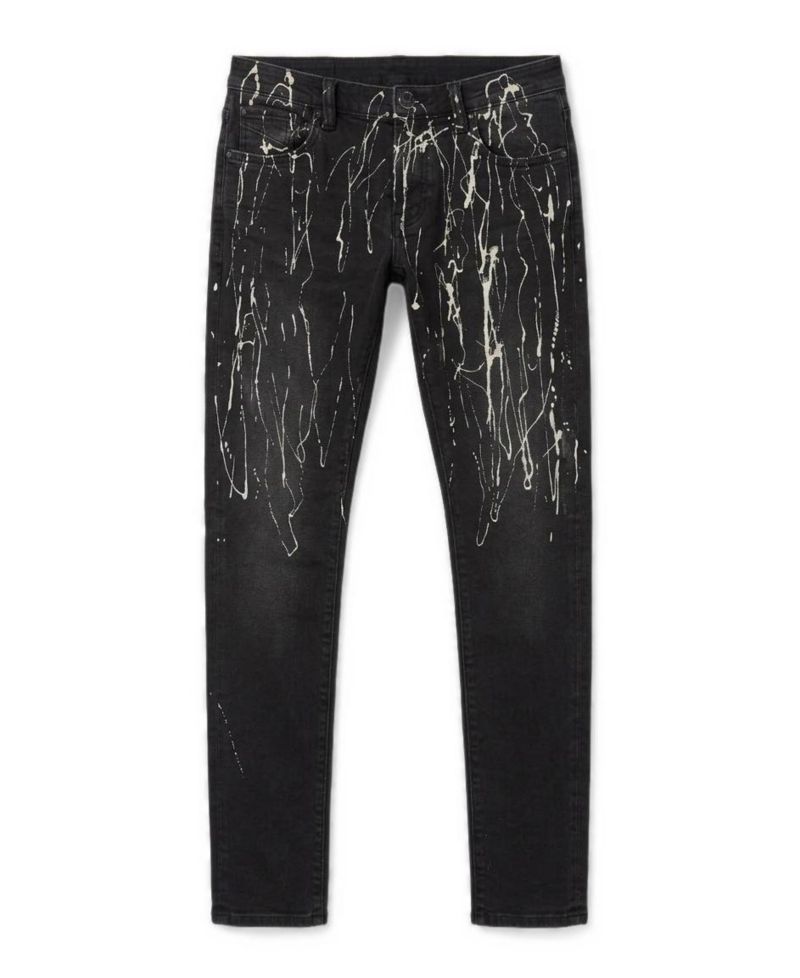 Men's Strat Super-Skinny Low-Rise Discharged-Print Jeans