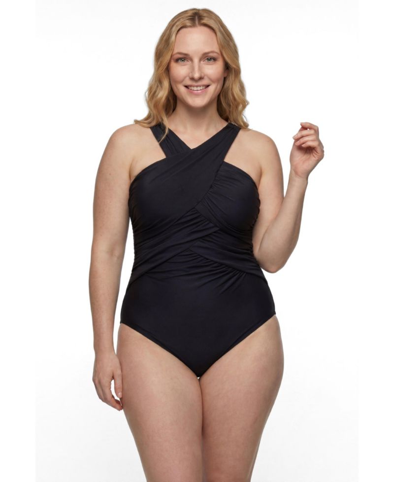 Women's High Neck Wrap One Piece Swimsuit