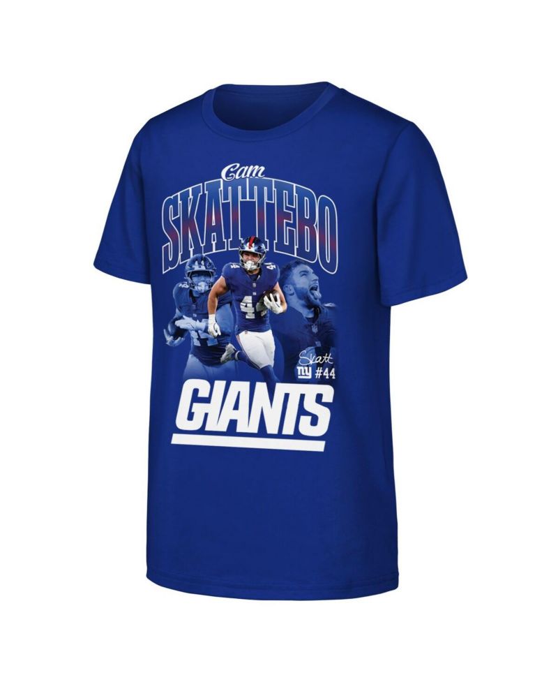 Big Boys and Girls Cam Skattebo Royal New York Giants Triple Pic T-Shirt