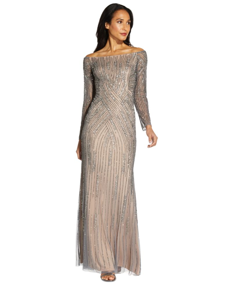 Women's Sequin Off-The-Shoulder Gown
