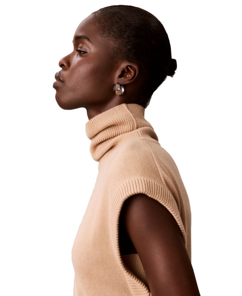 Women's Mock Neck Sleeveless Midi Sweater Dress