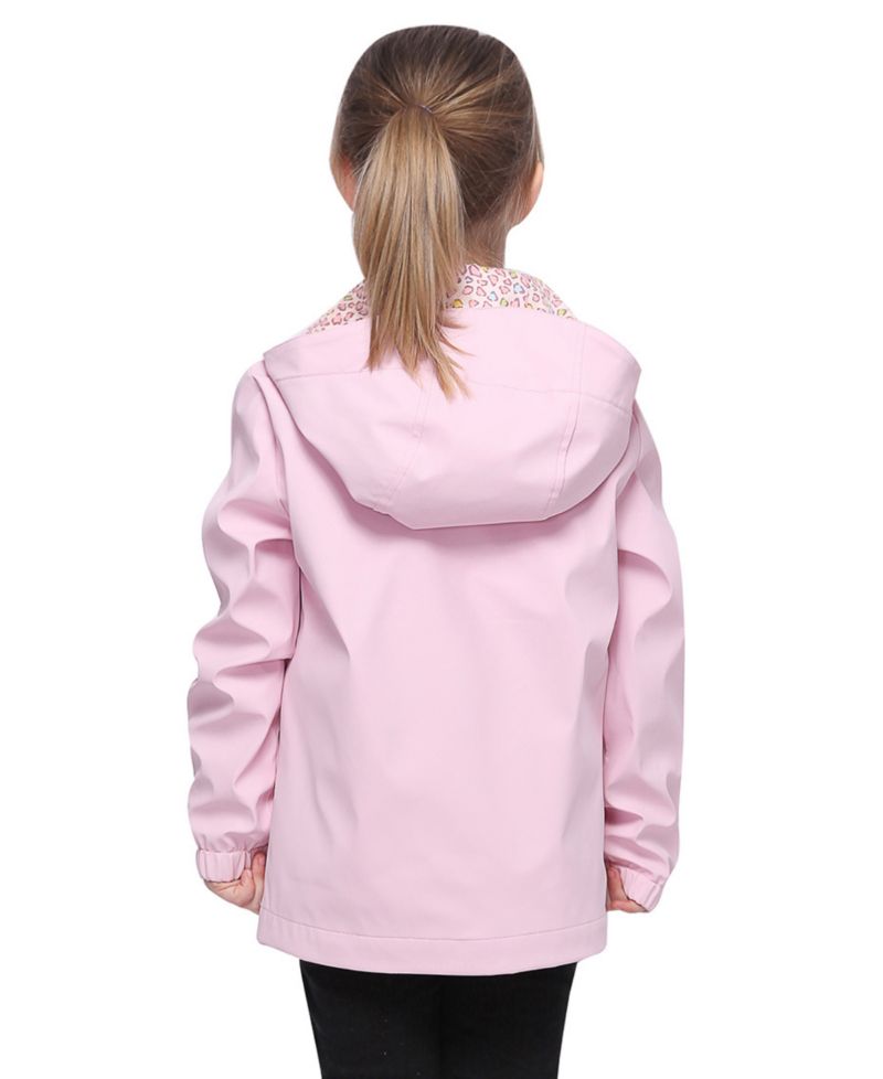 Little and Big Girls' Waterproof Rain Coat Rubberized Jacket