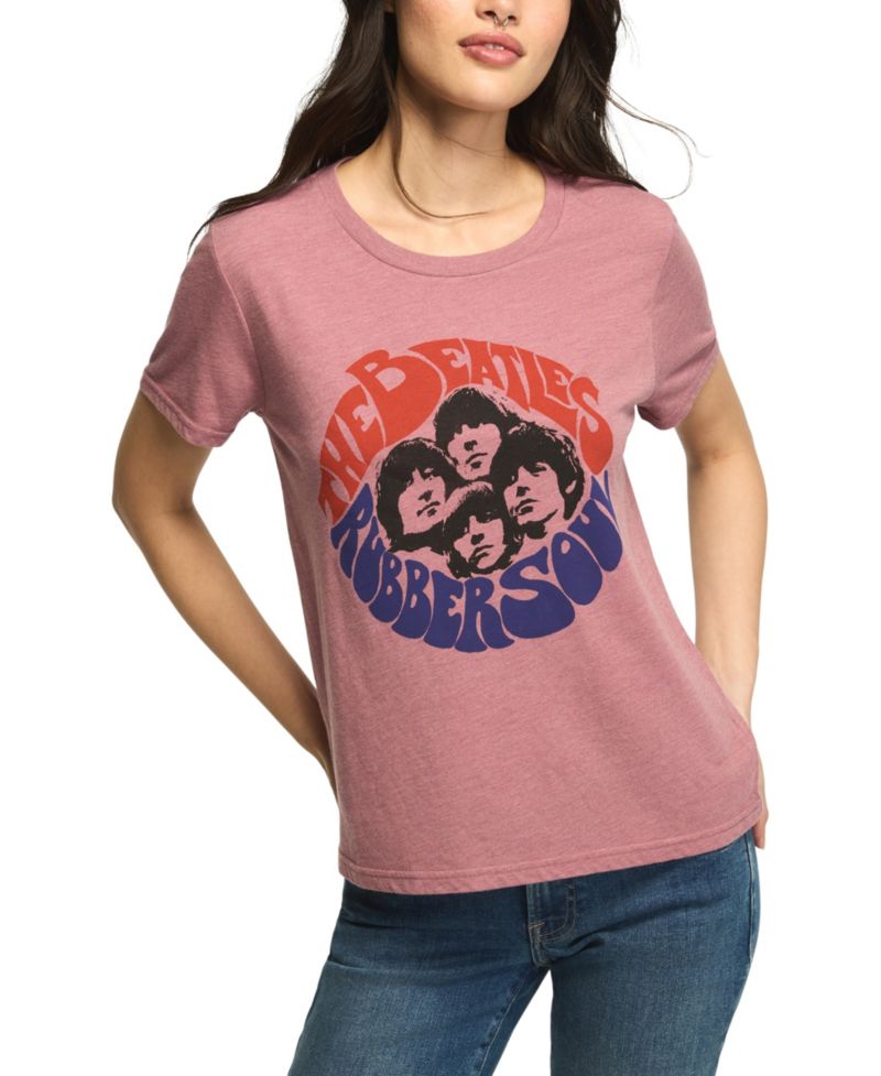 Women's The Beatles Rubber Soul Classic Crew Graphic Retro T-Shirt