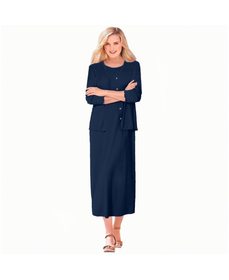 Plus Size Lettuce Trim Knit Jacket Dress