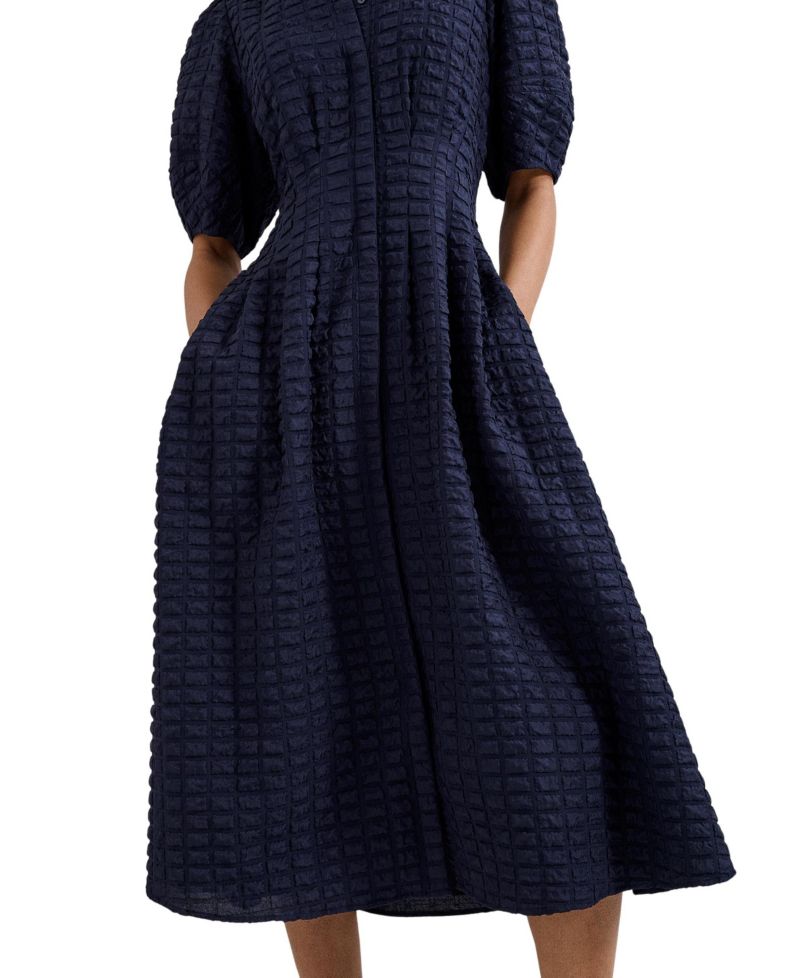 Women's Yasmine Collared Puff Sleeve Midi Dress