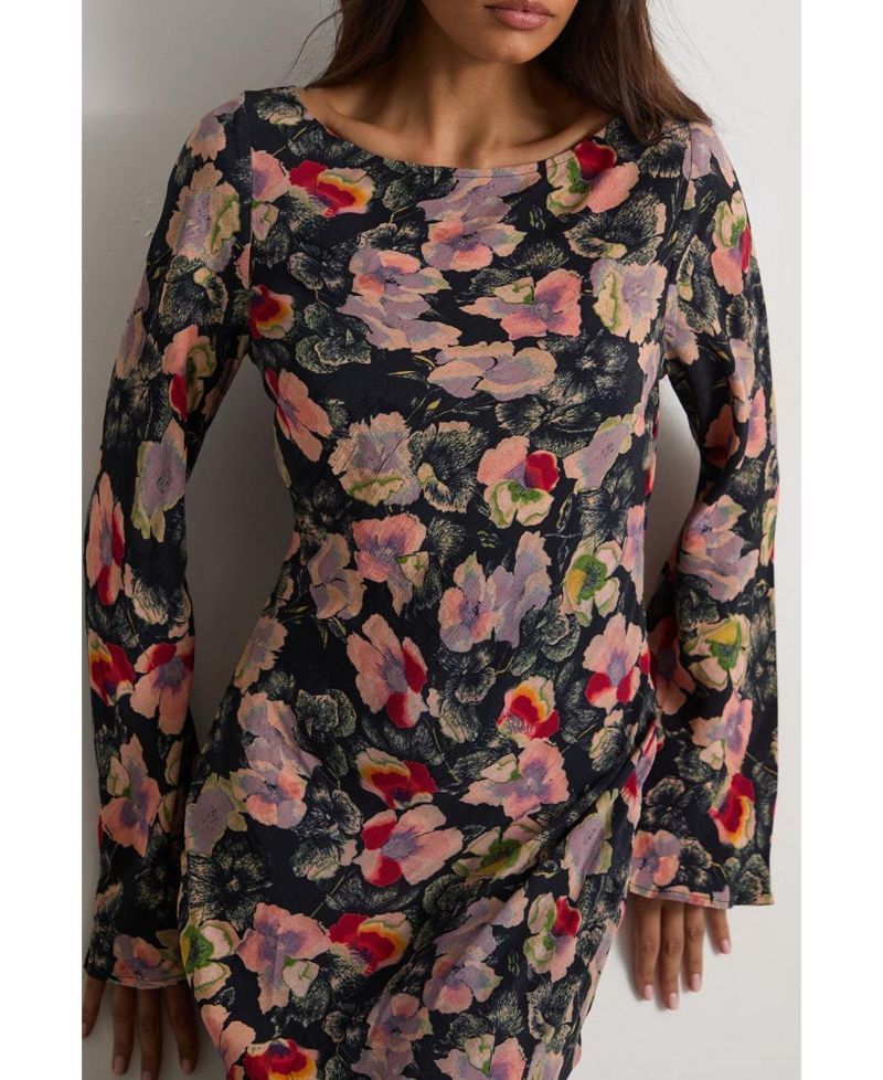 Women's Floral Bias Cut Scoop Back Midaxi Dress