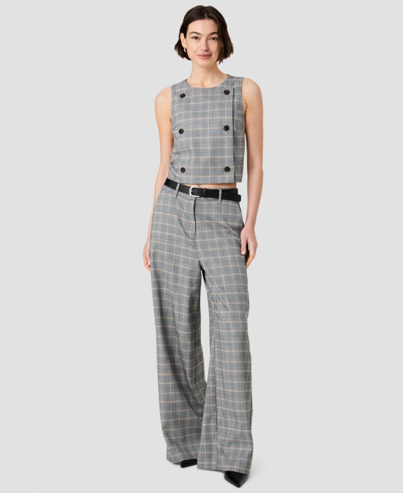 Women's Matteo Wide-Leg Plaid Trousers