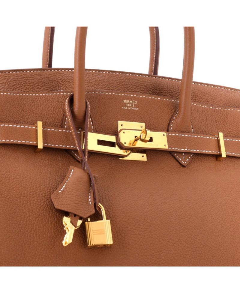 Pre-Owned HERMES Pre-Owned Hermes Birkin 30 Handbag Brown Togo with Gold Hardware