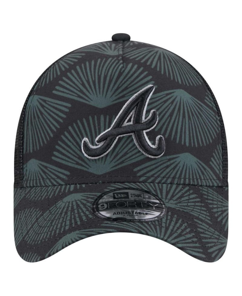 Men's Black Atlanta Braves 9FORTY A-Frame Trucker Adjustable Hat