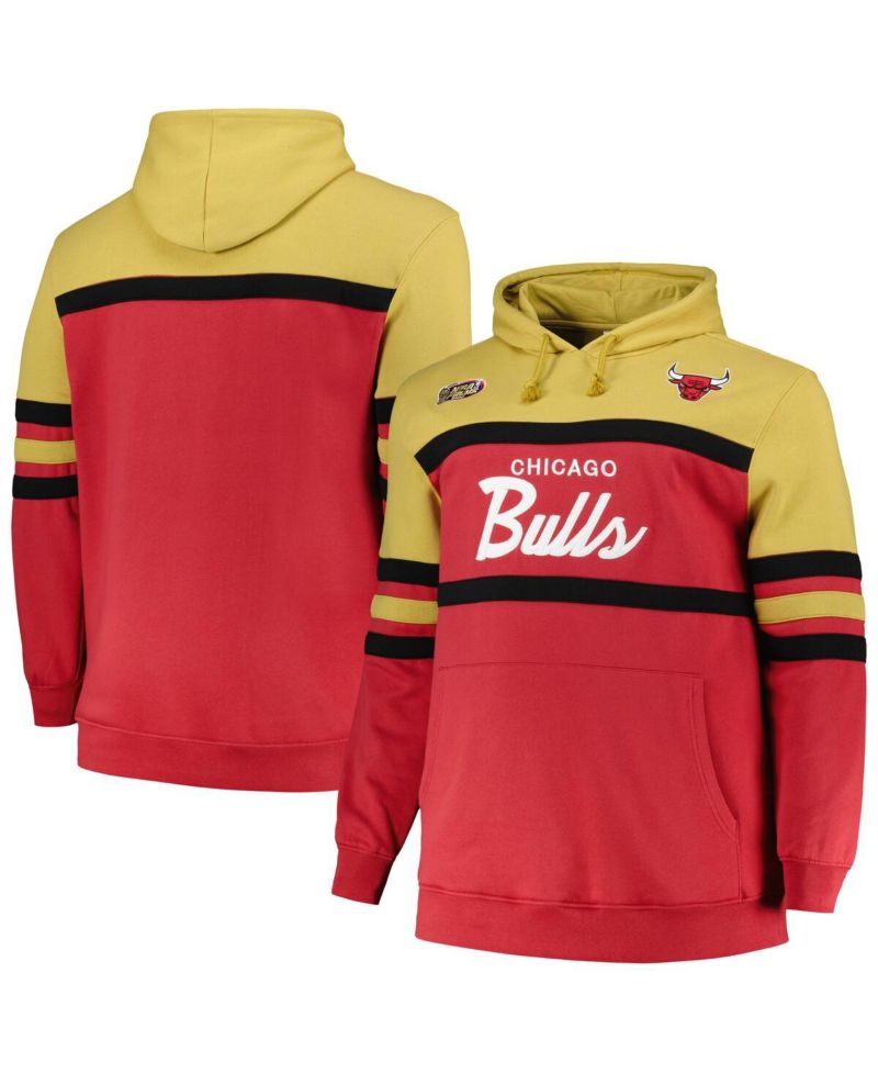Men's Red Chicago Bulls Big & Tall Hardwood Classics Head Coach Pullover Hoodie