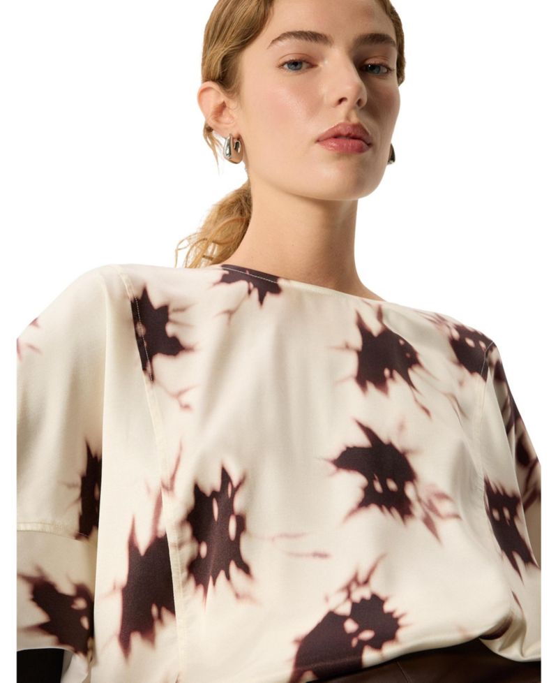 Women's Shadow Floral Short-Sleeve Blouse