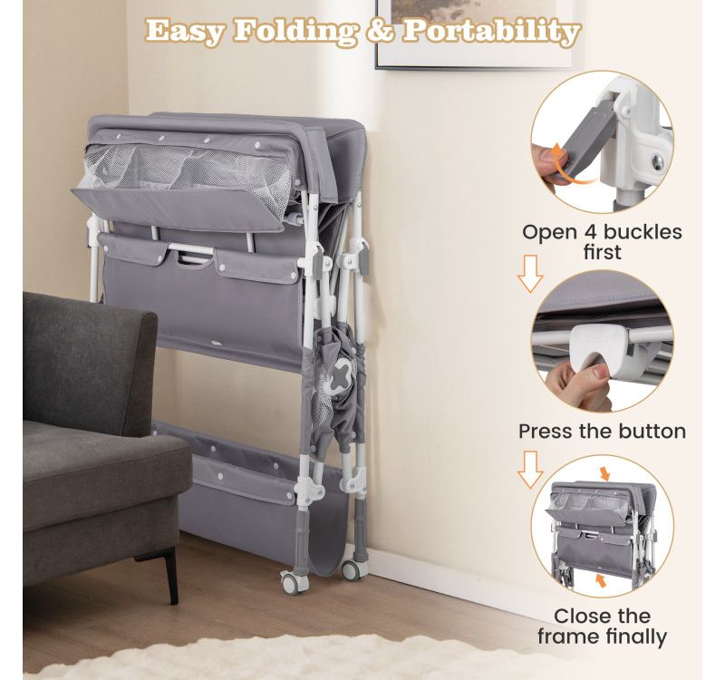 Portable Baby Changing Table with Wheels and Large Storage Rack Convenient and Mobile for Nursery Organization