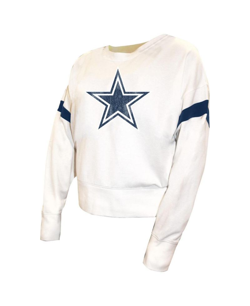 Women's White Dallas Cowboys Plus Size Fleece Pullover Sweatshirt