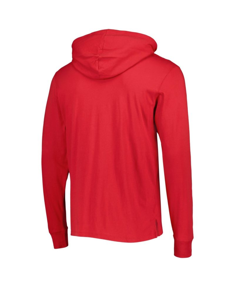 Men's Red Tampa Bay Buccaneers Field Franklin Hooded Long Sleeve T-Shirt