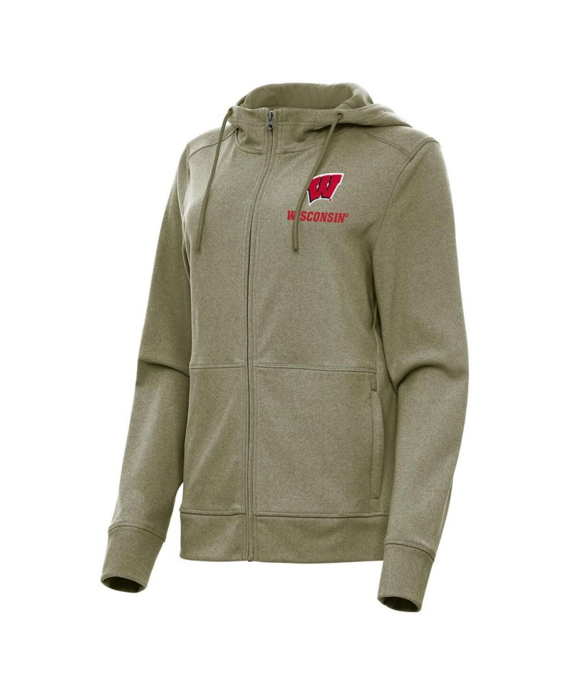 Women's Olive Wisconsin Badgers Seeker Full-Zip Hoodie