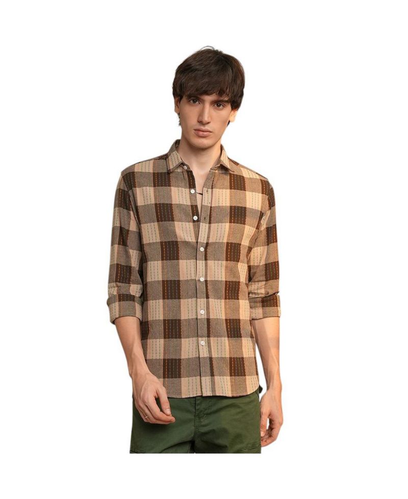 Men's Chocolate Brown Chalk-Buffalo Check Shirt