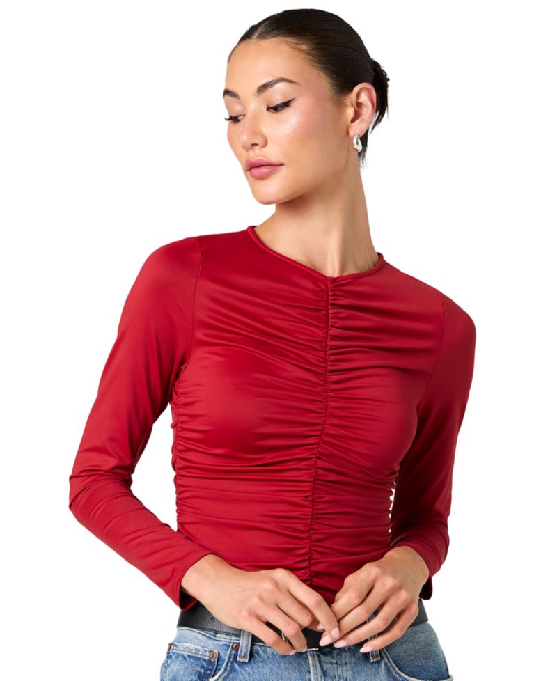 Women's Shay Long-Sleeve Crewneck Ruched Blouse