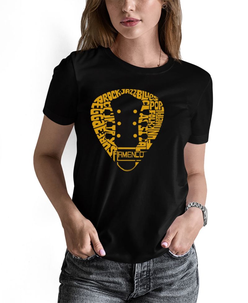 Women's Guitar Pick Genres Word Art Pullover Top