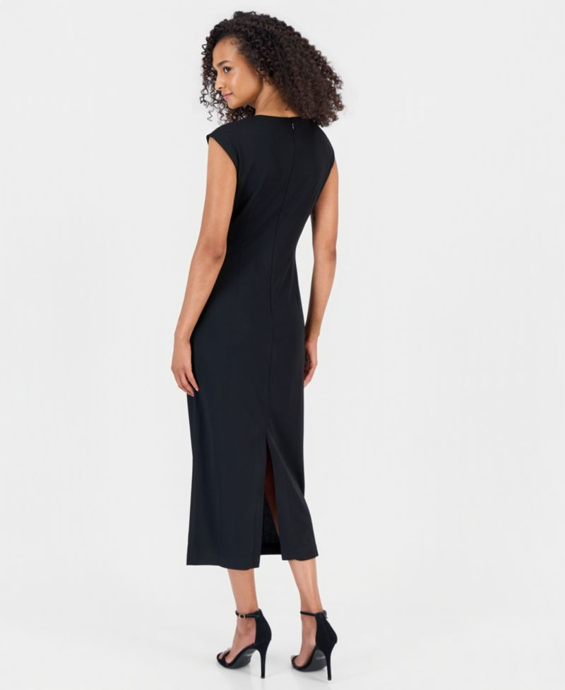 Women's Asymmetric-Draped Cowl-Neck Midi Dress