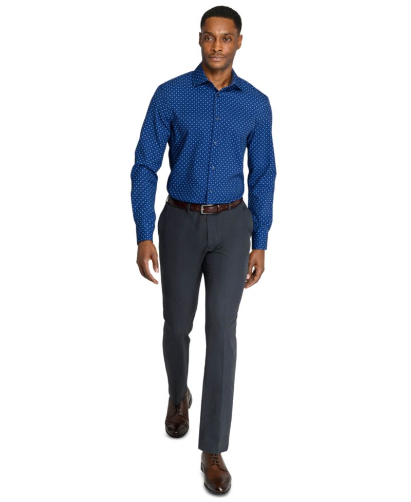Men's Slim-Fit 4-Way Stretch Floral-Print Dress Shirt