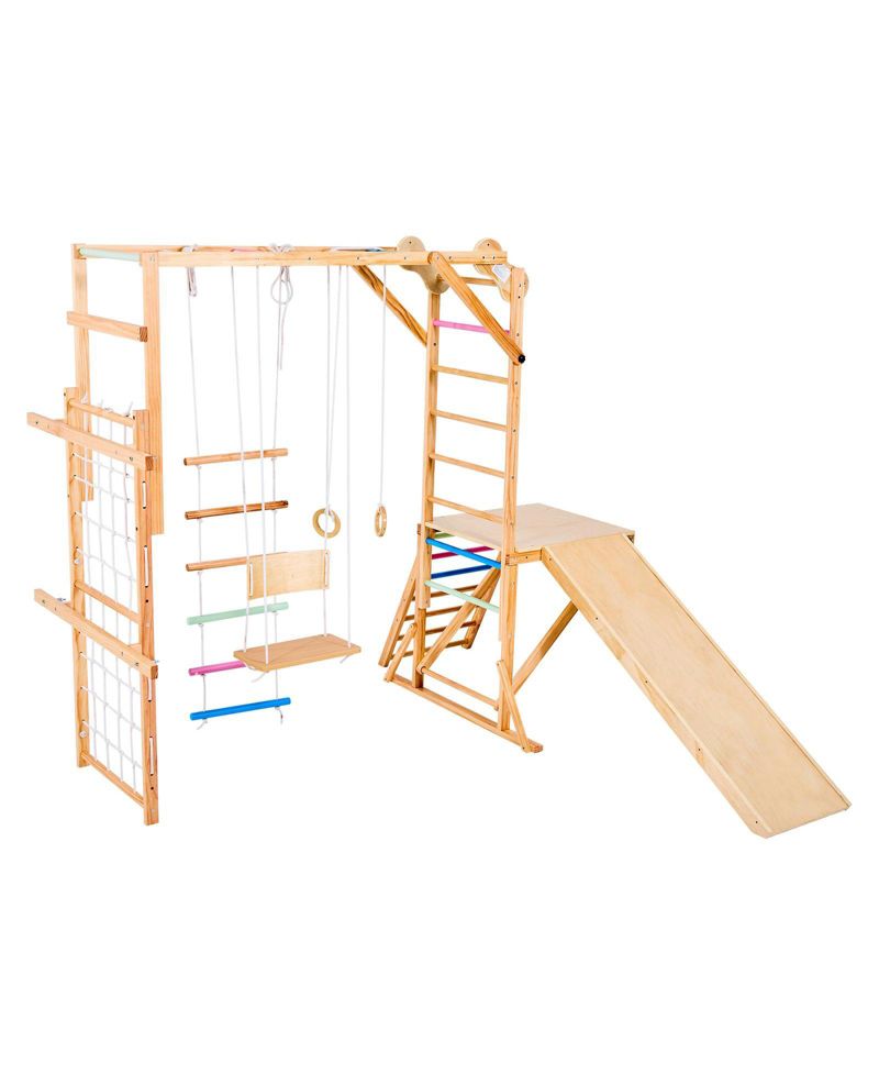 8-in-1 Wooden Indoor Playground Jungle Gym