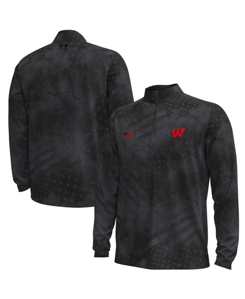 Men's Black Wisconsin Badgers Freedom Collection ArmorFuse Half-Zip Sweatshirt