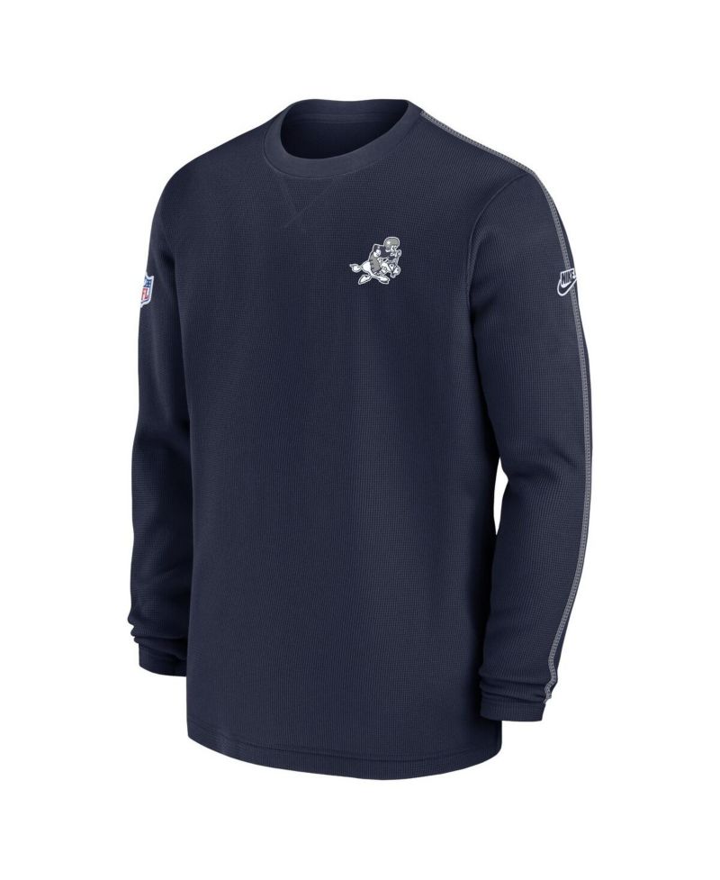 Men's Navy Dallas Cowboys 2024 Sideline Coach Vintage Pullover Sweatshirt