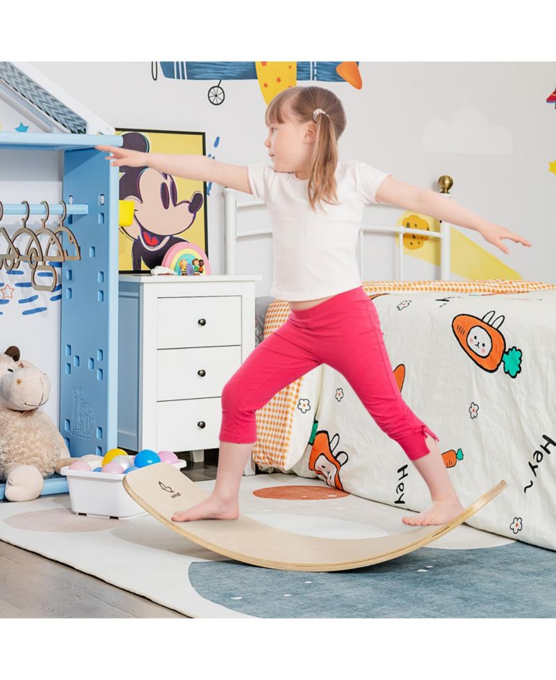 Wooden Wobble Balance Board Kids Adult 35'' Rocker Toy Support 660LBS