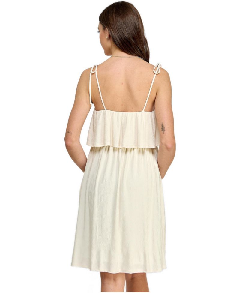 Women's Sleeveless Tie Shoulder Overlay Dress with Pockets