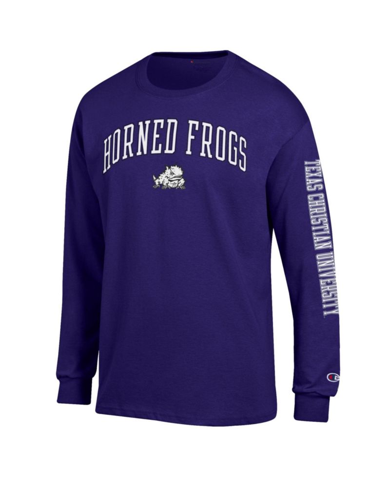 Men's Purple TCU Horned Frogs Arch Over Logo 2-Hit Long Sleeve T-Shirt