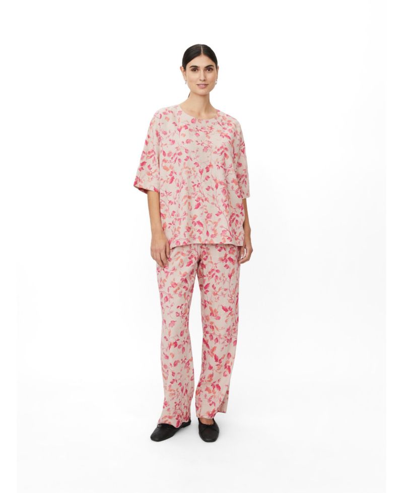 Women's MaDegana Floral-Print 3/4-Sleeve Linen-Blend Top