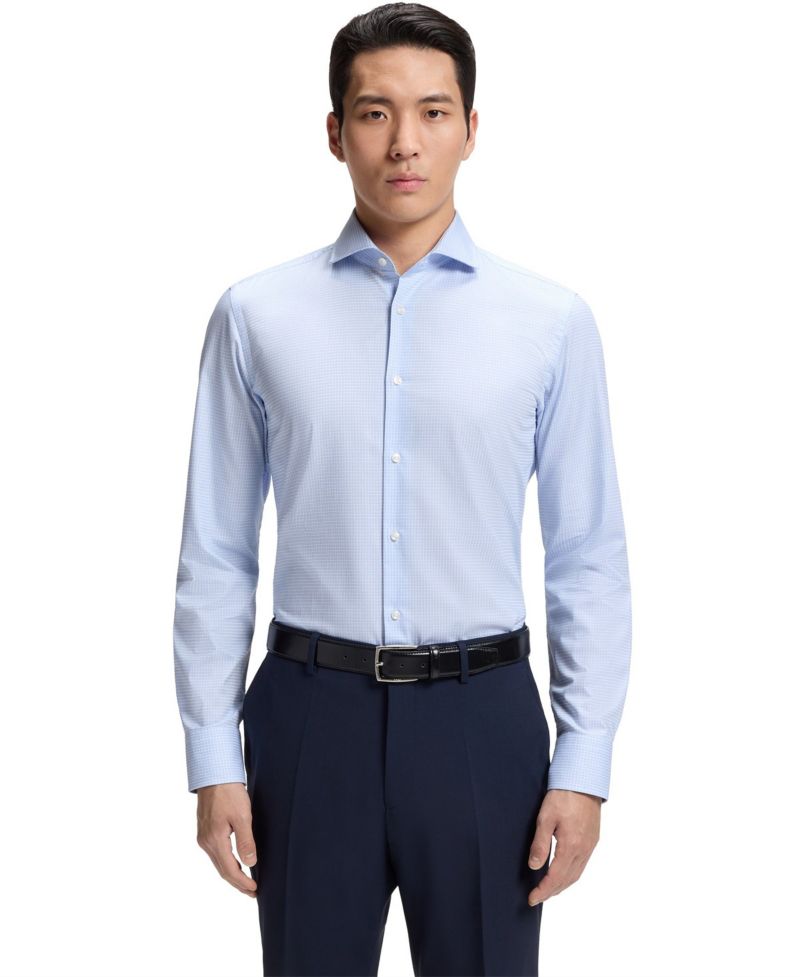 Men's Easy-Iron Cotton Twill Slim-Fit Dress Shirt