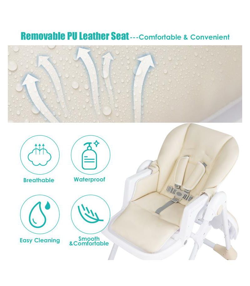 3 in 1 Adjustable Baby High Chair with 7 Height Levels and Double Tray for Feeding