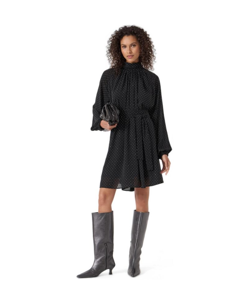 Women's Diamante Gathered Neck Mini Dress
