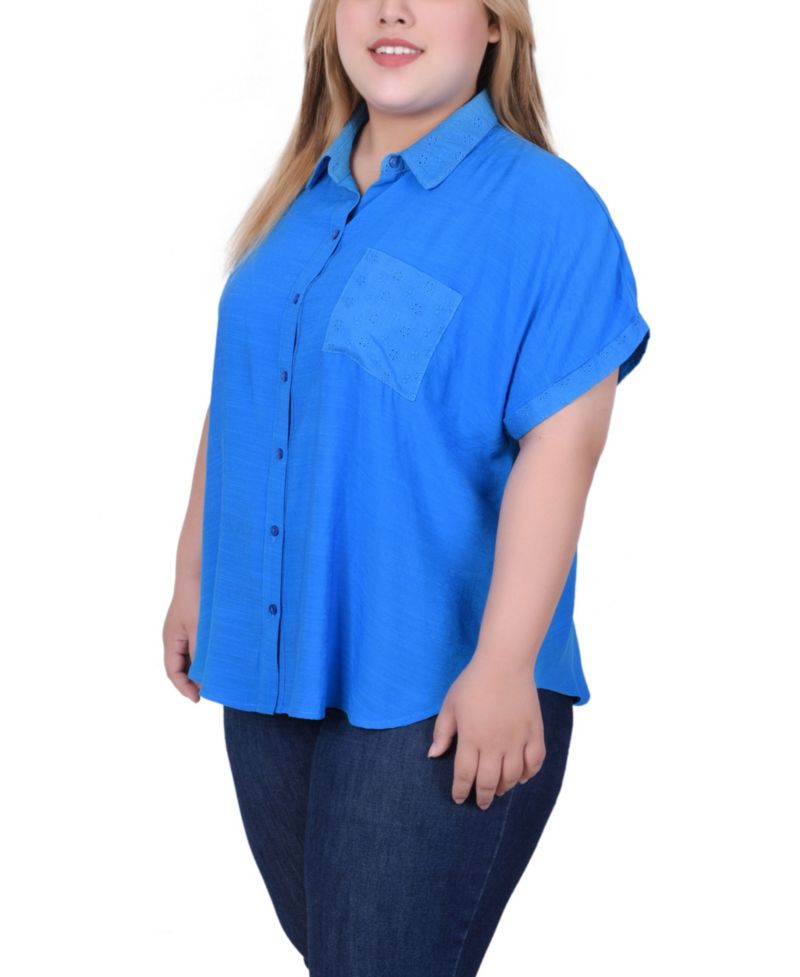 Plus Size Short Extended Sleeve Blouse