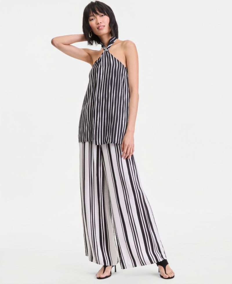 Women's Stripe Wide-Leg Pull-On Pants
