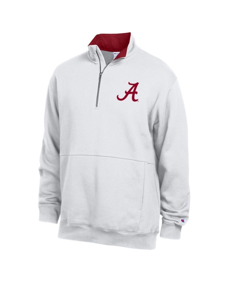Men's White Alabama Crimson Tide Fleece Quarter-Zip Pullover