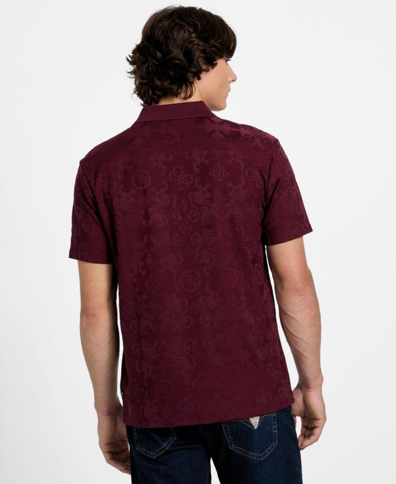 Men's Tonal Jacquard Short-Sleeve Knit Polo Shirt
