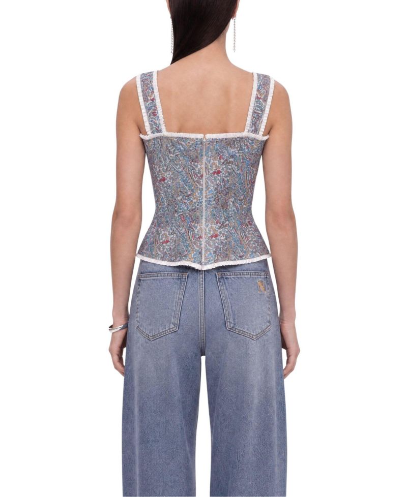 Women's Square Neck Sleeveless Piped Bustier Top