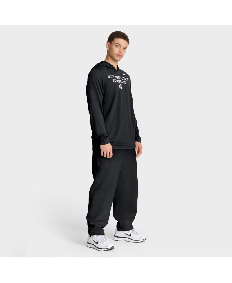 Men's Black Michigan State Spartans 2025 Sideline Performance Long Sleeve Hoodie T-Shirt