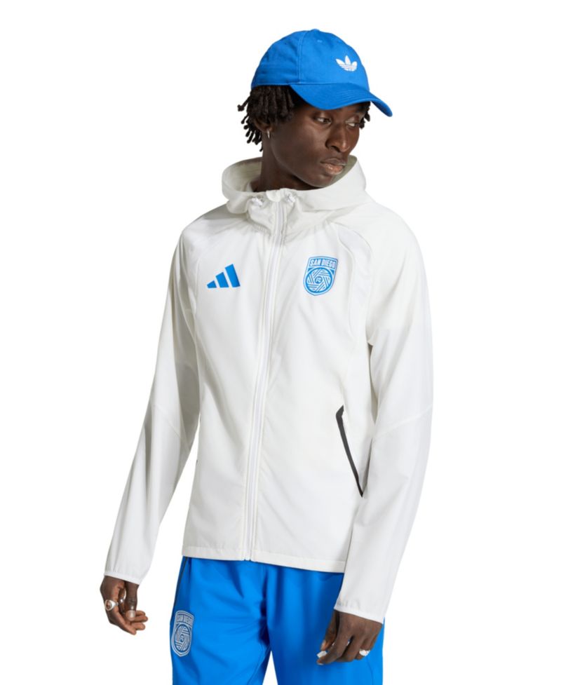 Men's White San Diego FC Tiro Travel Full-Zip Hooded Windbreaker