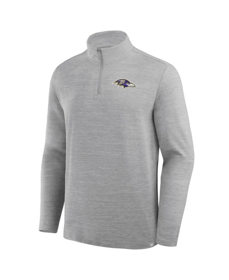 Men's Heather Gray Baltimore Ravens Clutch Quarter-Zip Pullover Sweatshirt