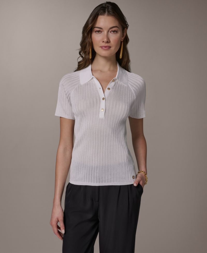 Women's Short-Sleeve Polo Sweater