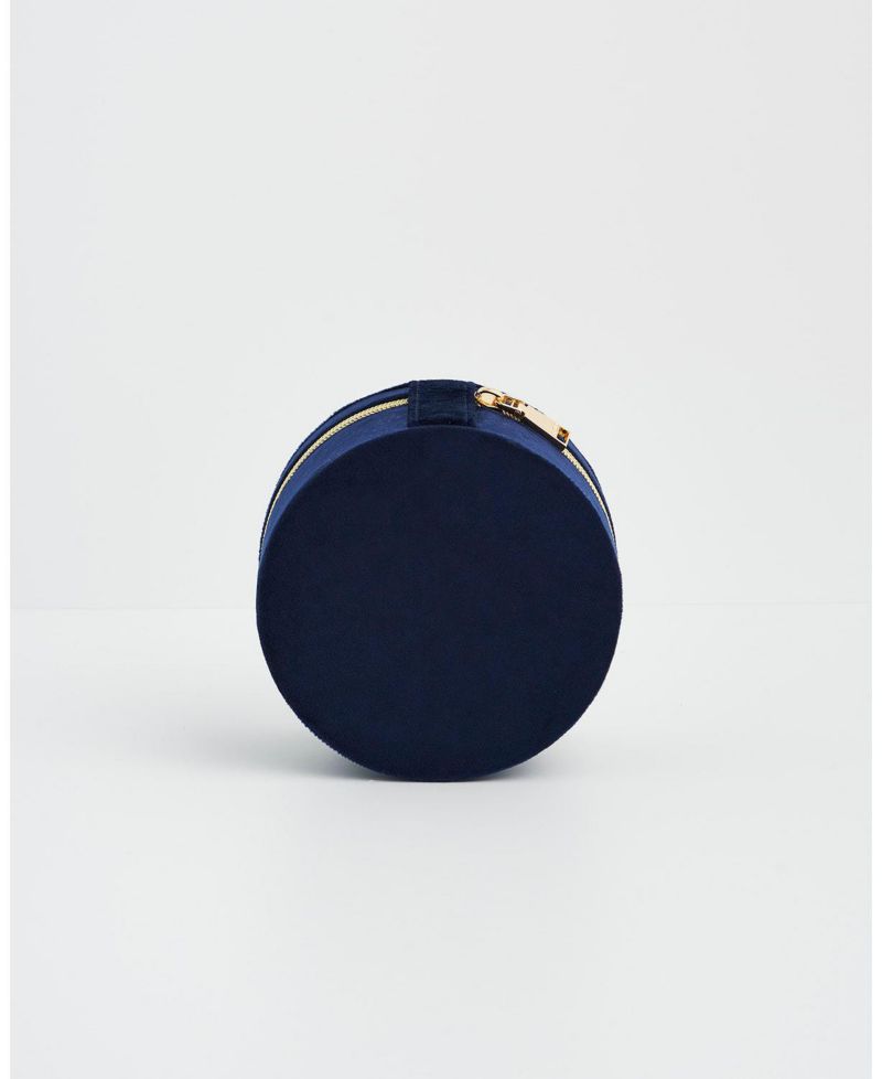 Women's Butterfly Velvet Embroidered Circle Jewellery Box