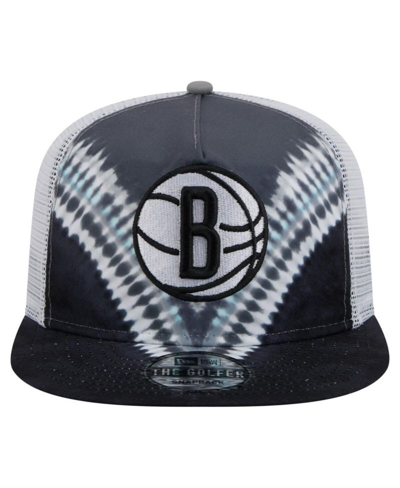 Men's Black/Gray Brooklyn Nets Throwback Dye Golfer Snapback Hat