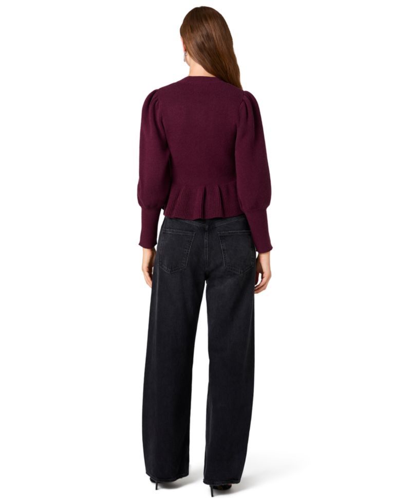 Women's Sloane Long-Balloon-Sleeve Peplum Sweater