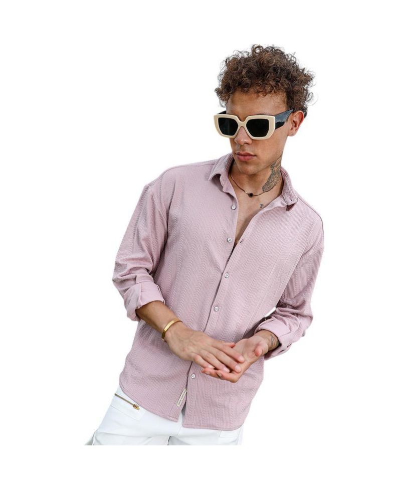 Men's Nude Pink Spear-Textured Shirt